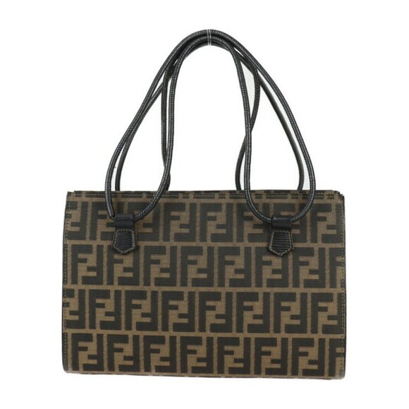 FENDI Black Leather Zucca Shoulder Bag - Picture 1 of 9